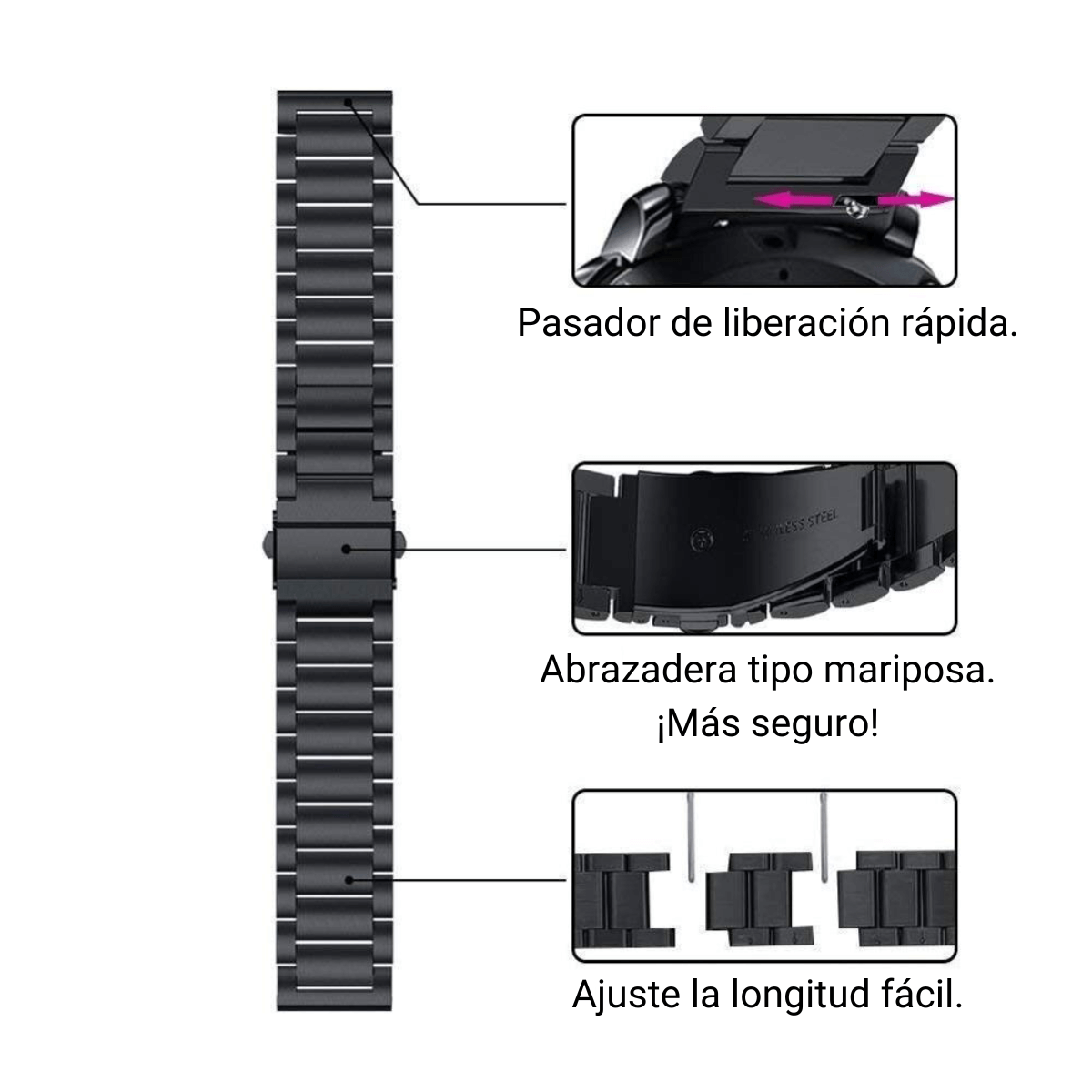 Correa Metálica para Amazfit GTS 2 | Brazalete tipo mariposa